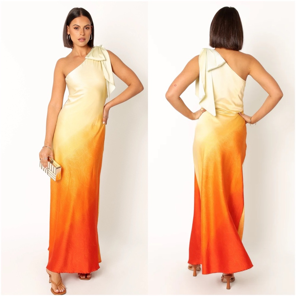 Petal + Pup GLOW ONE SHOULDER MIDI DRESS - SUNSET XS